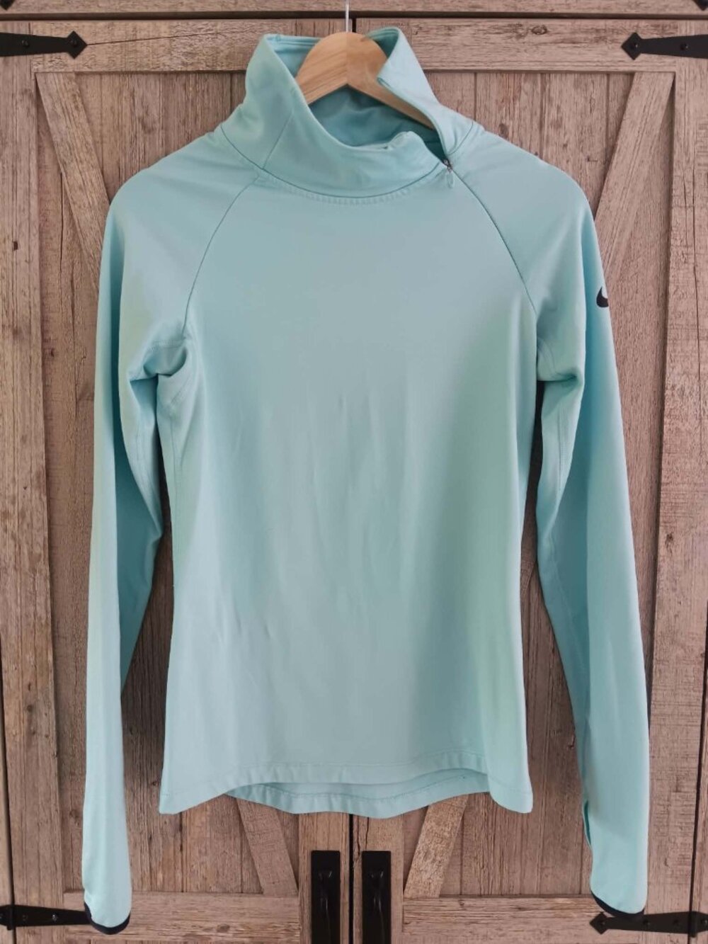 Nike Dri Fit Turquoise Long Sleeve Fleece Lined Top